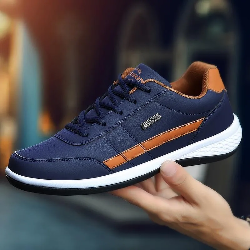 Fashion Sneakers Casual Shoes Breathable Lace up Mens Casual Spring Leather Walking travel flats new
