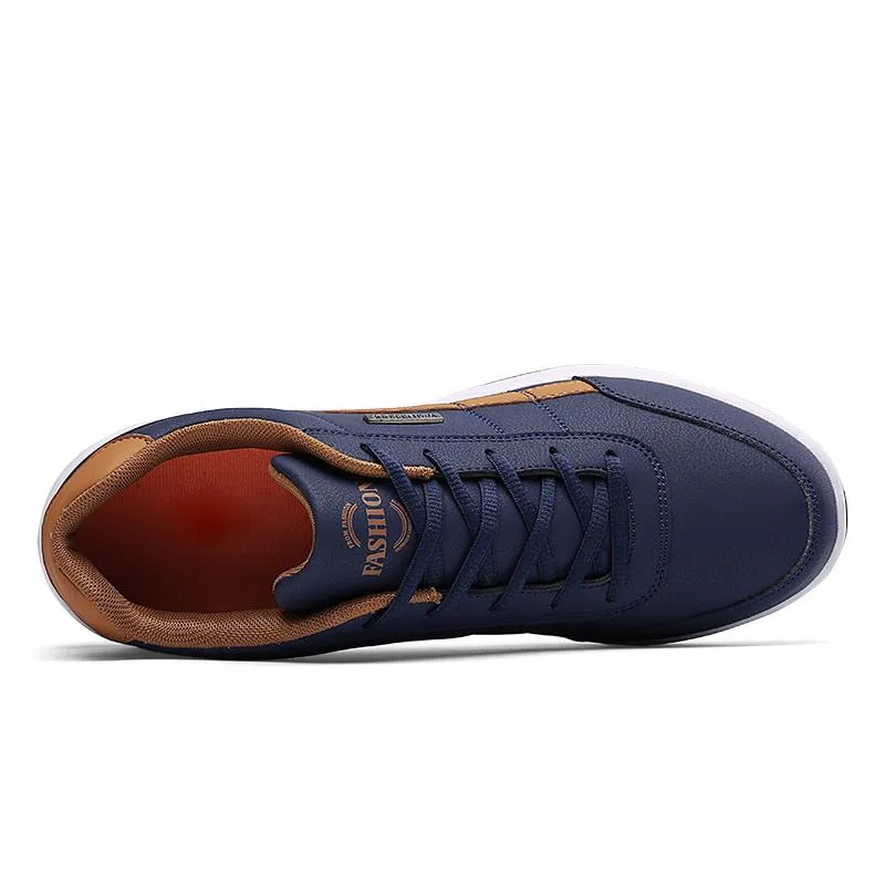 Fashion Sneakers Casual Shoes Breathable Lace up Mens Casual Spring Leather Walking travel flats new