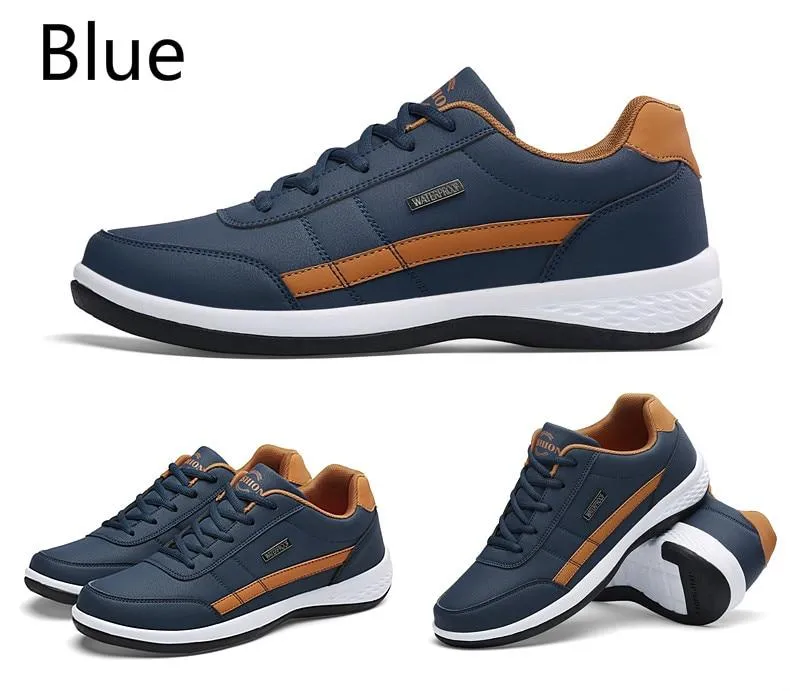 Fashion Sneakers Casual Shoes Breathable Lace up Mens Casual Spring Leather Walking travel flats new