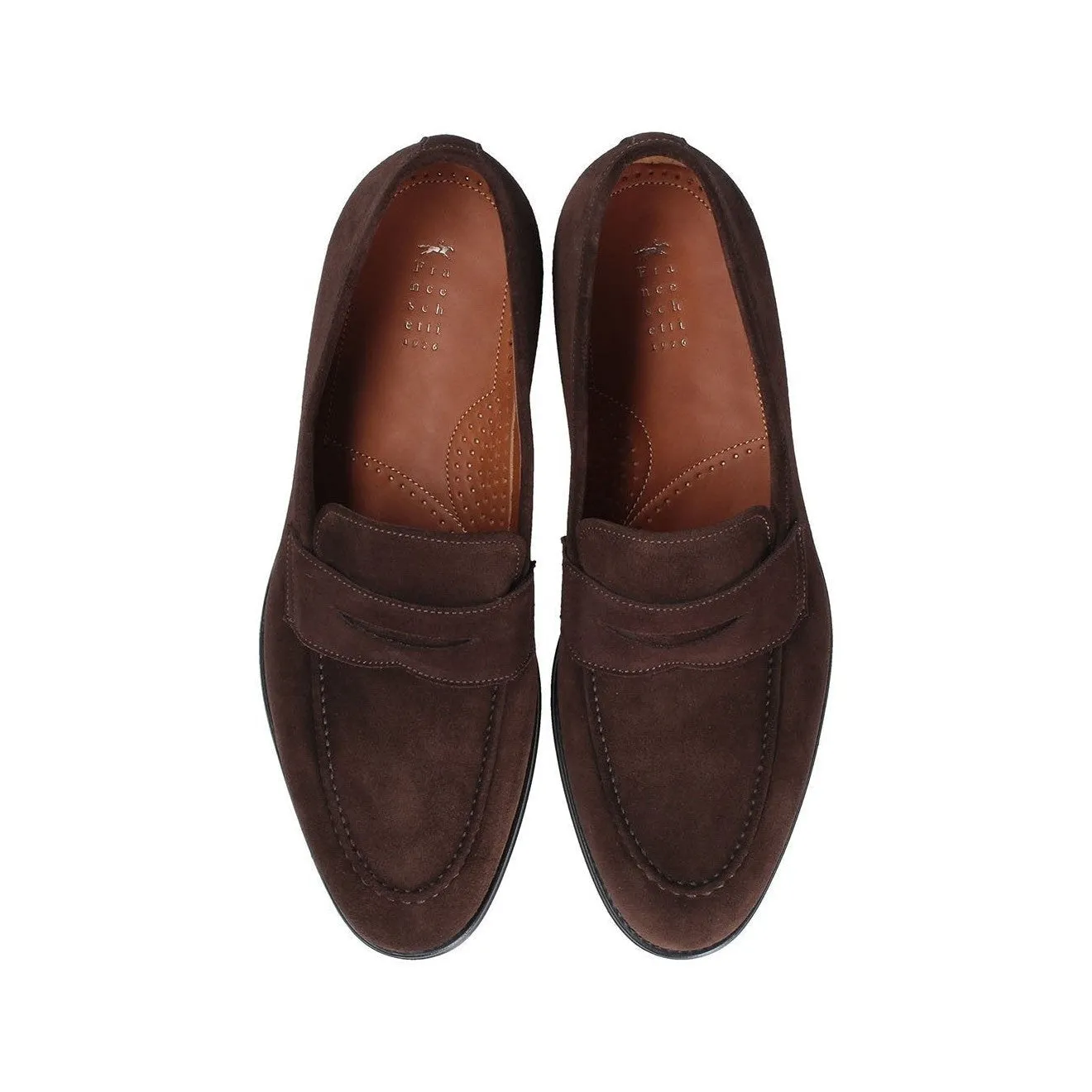 Franceschetti Evan Men's Shoes Chocolate Suede Leather Penny Loafers (FCCT1018)