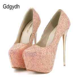 Gdgydh Fashion Women Platform Shoes 2018 New Spring Autumn Bling Women Pumps Thin Heels Sexy Slim Party Shoes High Heels