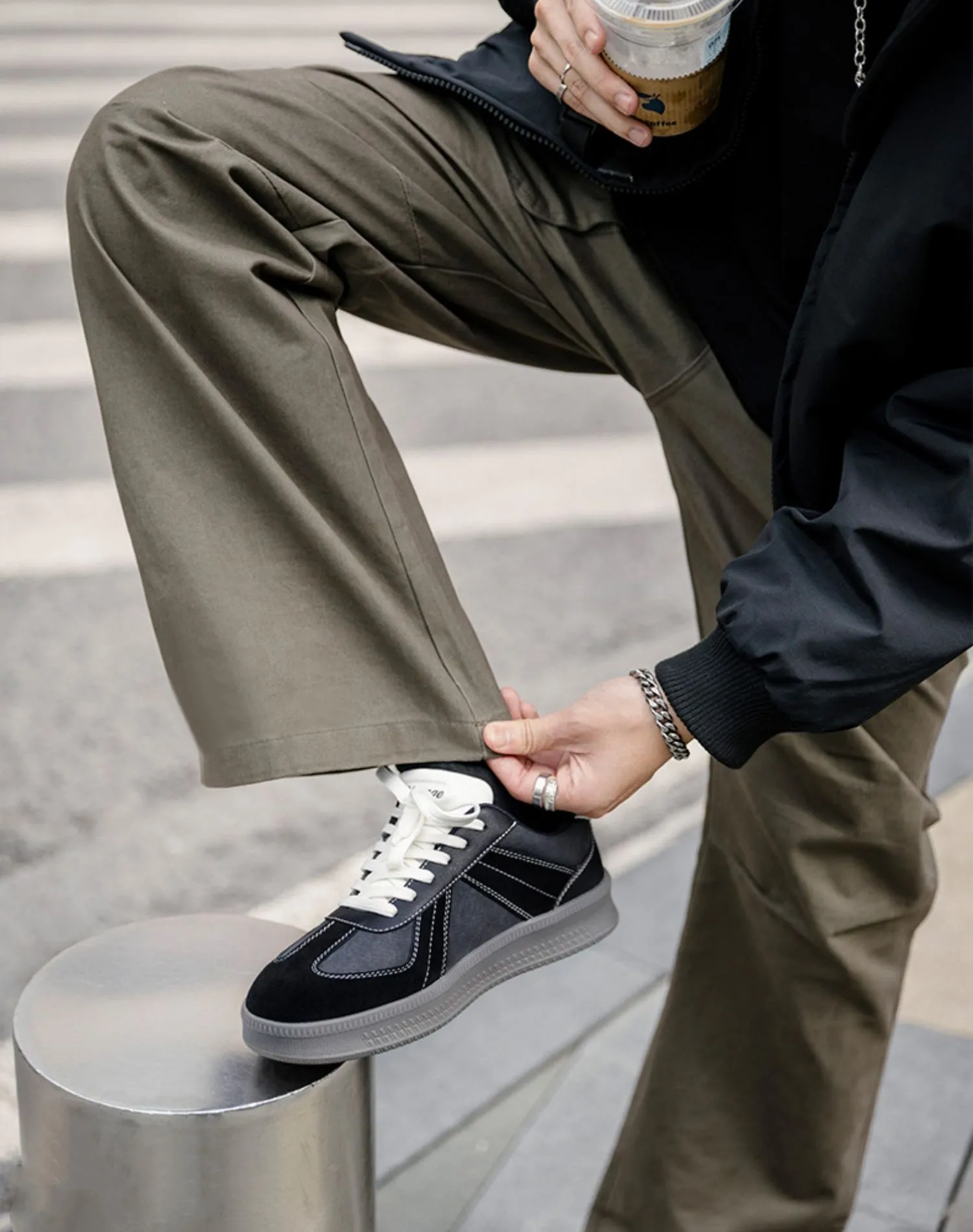 German Retro Thick-Soled Sports Small Black All-Match Men's Casual Shoes
