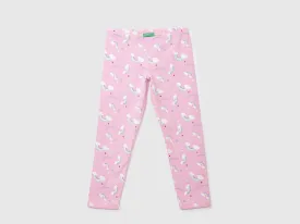 Girls Pink Rainbow Printed Leggings
