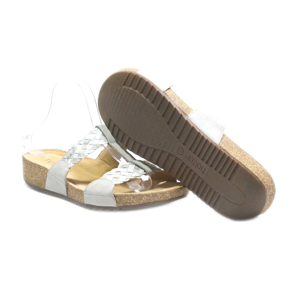 Hotter Flat Sandals Leather Grey Colour For Women