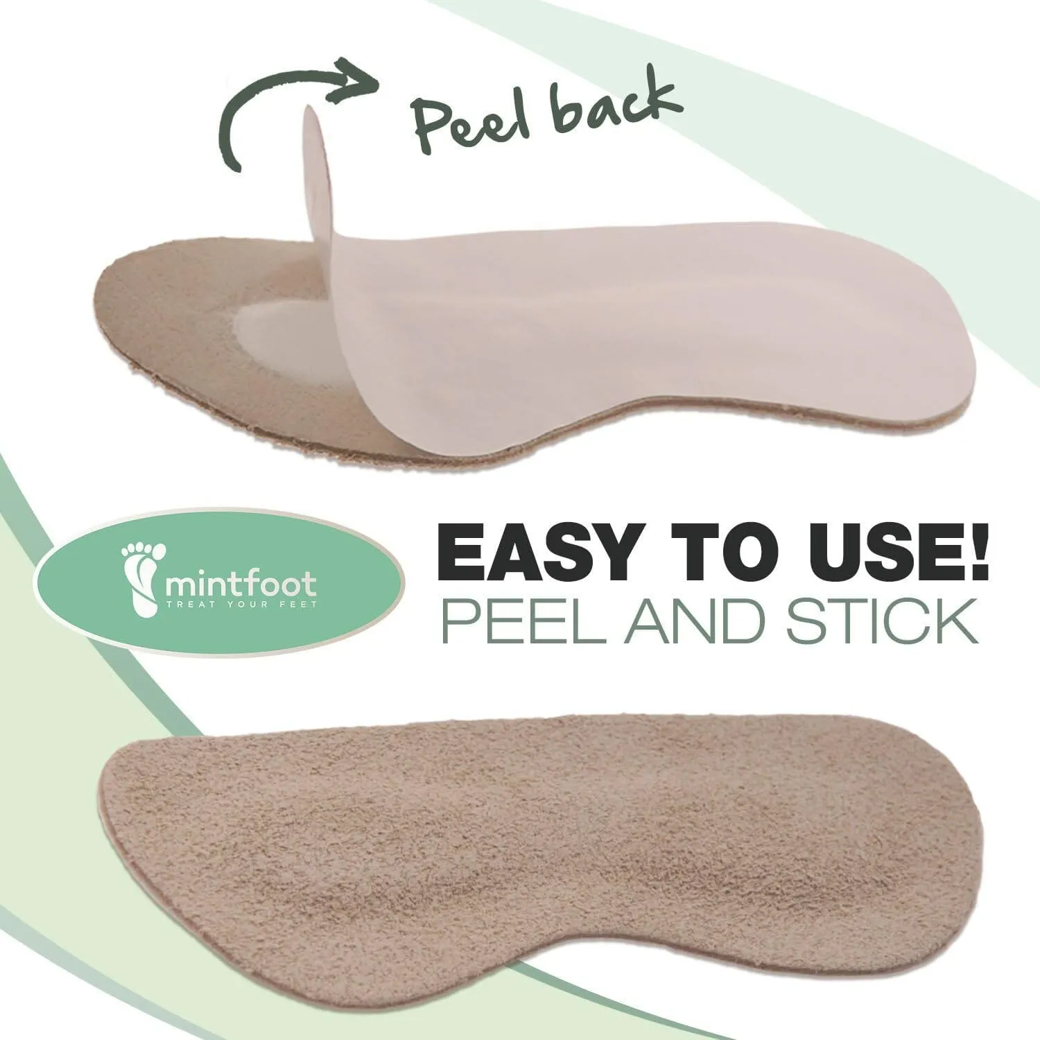 Mintfoot Leather Heel Grips - 10 Pieces - Shoe Liners for Women & Men - Heel Snugs to Stop Blisters & Cuts