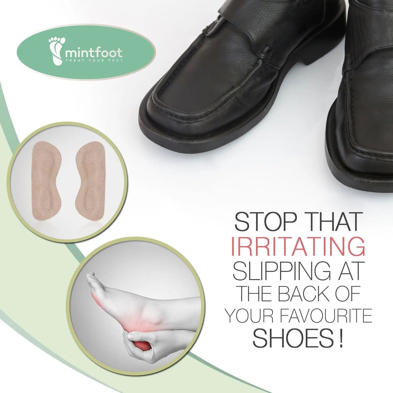 Mintfoot Leather Heel Grips - 10 Pieces - Shoe Liners for Women & Men - Heel Snugs to Stop Blisters & Cuts