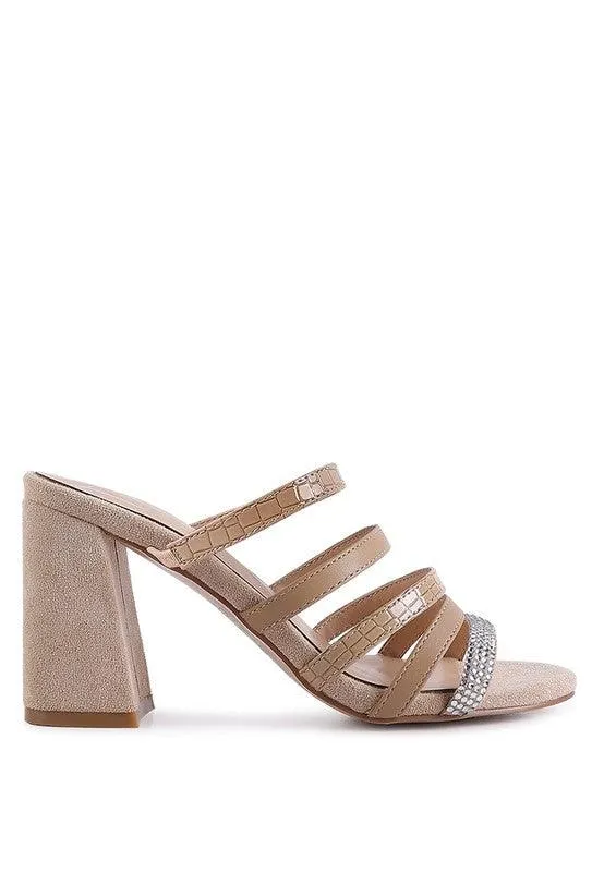 Peaches Multi Strap Diamante Detail Sandals