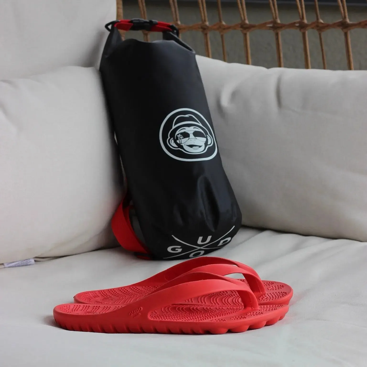 Red Ocean Breeze Comfort Sandals with Waterproof Drybag