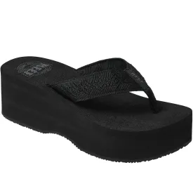 Reef Womens Sandy Hi Summer Chunky Sole Flip Flops - Black
