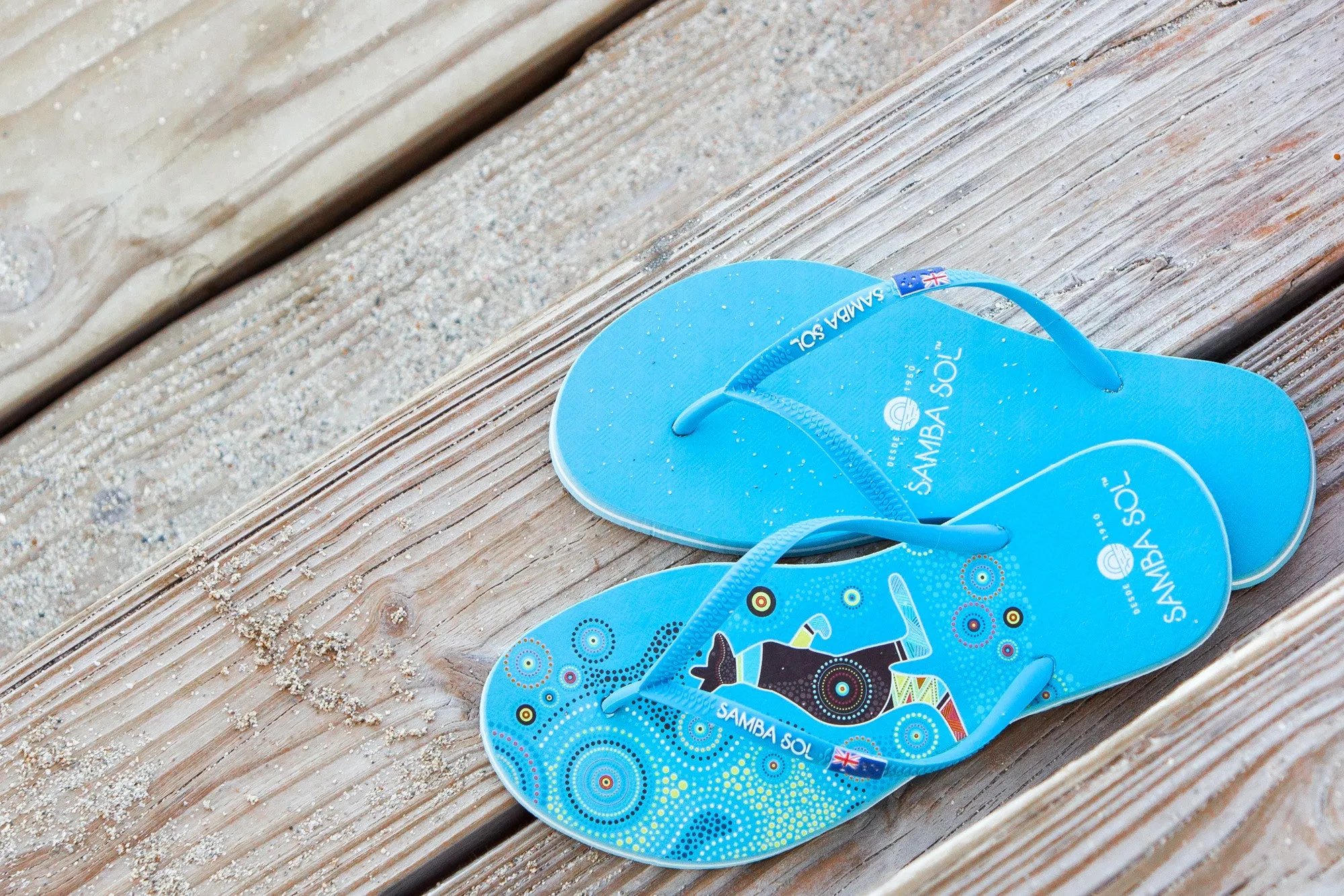 Samba Sol Men's Countries Collection Flip Flops - Australia Blue