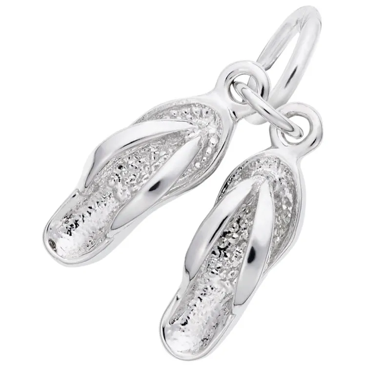 SILVER PAIR OF FLIP FLOPS ACCENT CHARM