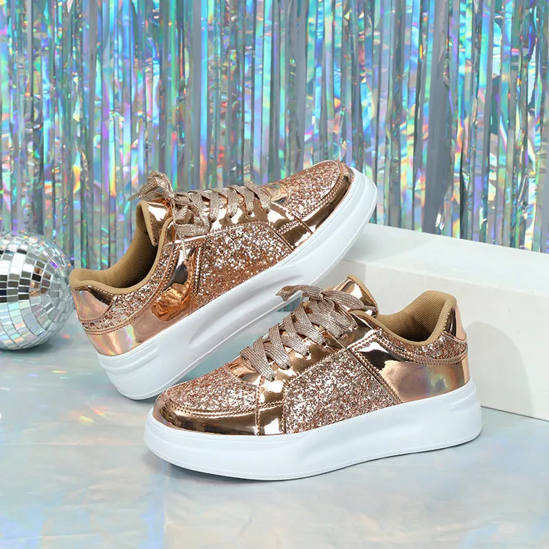 Thick-Soled Sequined Trendy Shoes