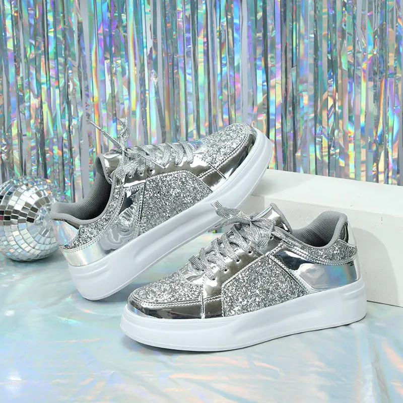 Thick-Soled Sequined Trendy Shoes