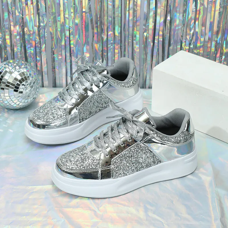 Thick-Soled Sequined Trendy Shoes