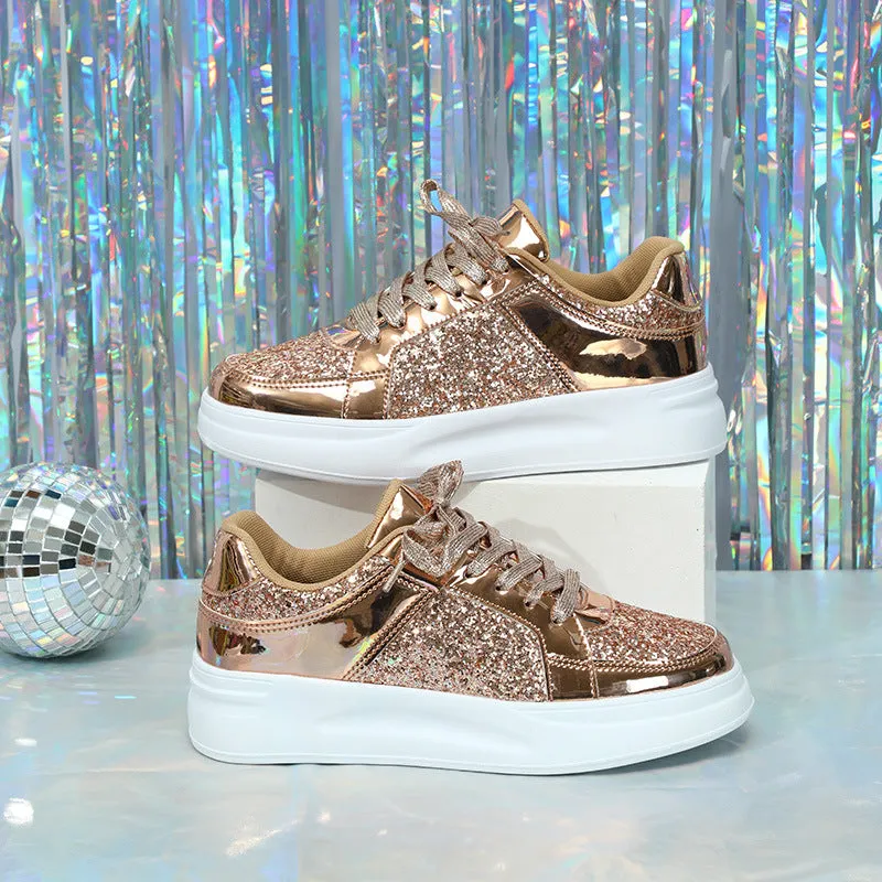 Thick-Soled Sequined Trendy Shoes