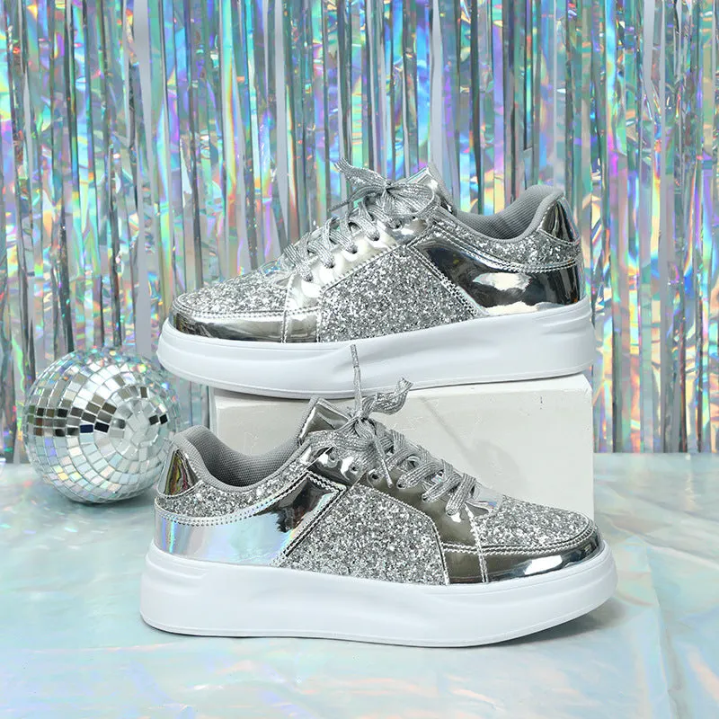 Thick-Soled Sequined Trendy Shoes