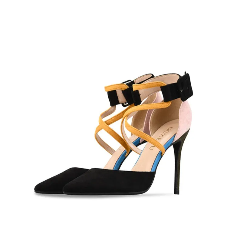 Women Suede Ankle Strap Buckle High Heel