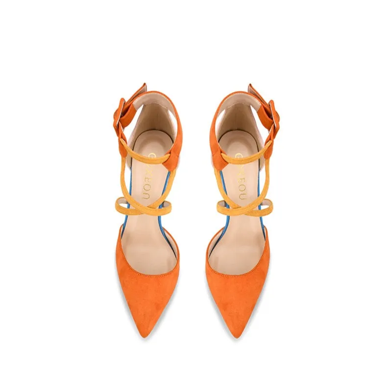 Women Suede Ankle Strap Buckle High Heel