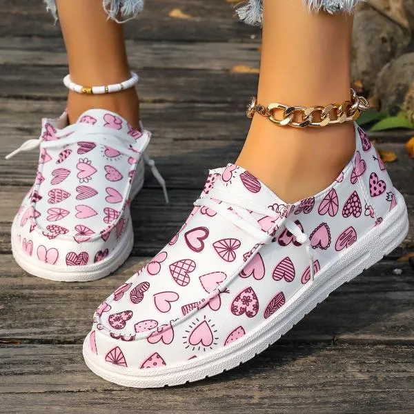 Women's Casual Multicolor Heart Flat Canvas Shoes 32246493S