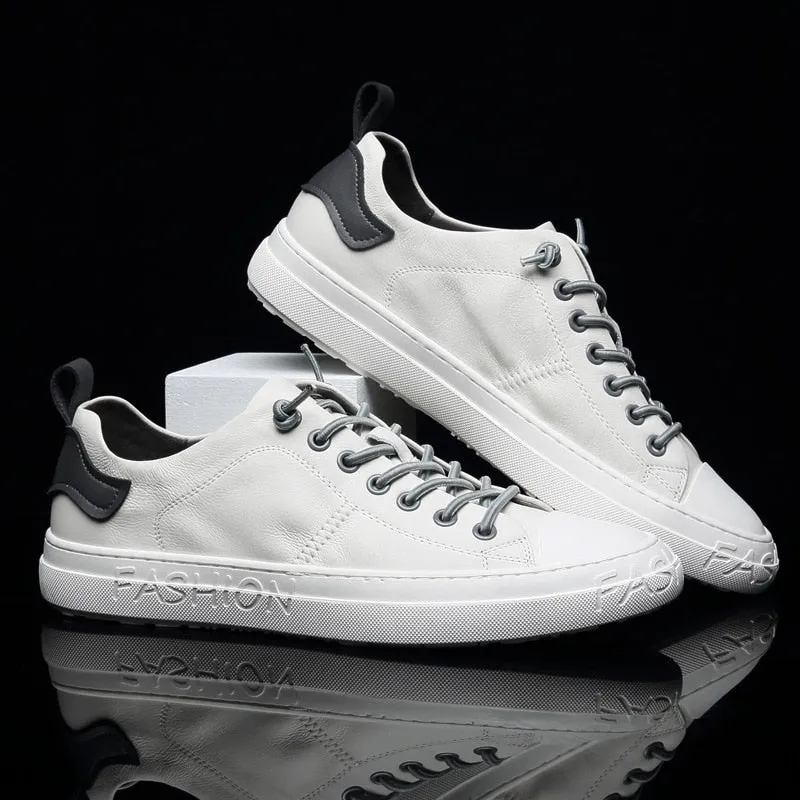 xiangtuibao 100% Genuine Leather Shoes Men Sneakers Male White Shoes Cow Leather Men Casual Shoes Fashion Man Sneakers Breathable A1616